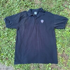 Vtg NFL Films Polo Shirt Black Gildan Ultra Cotton Men's Large Football